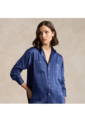 Relaxed Fit Crinkled Satin Shirt