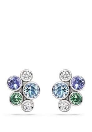 Boodles White Gold And Diamond Raindance Watercolour Cluster Stud Earrings