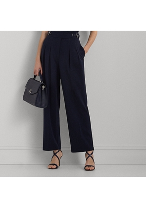 Belted Pleated Ponte Cropped Trouser
