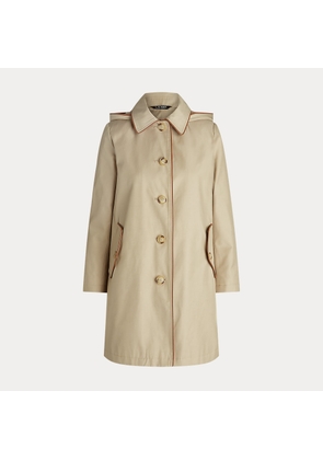 Petite - Faux-Leather-Trim Hooded Coat