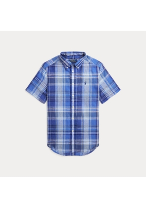 Plaid Linen Short-Sleeve Shirt