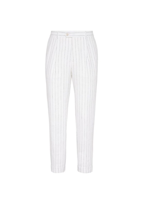 Brunello Cucinelli Linen Chalk-Stripe Trousers