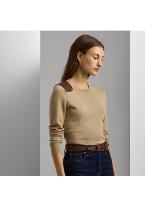 Faux-Leather-Trim Cotton-Blend Sweater