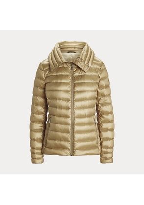 Oversize-Collar Quilted Down Coat