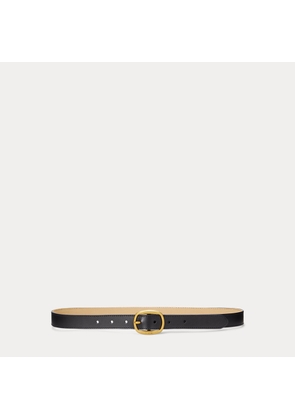 Oval-Buckle Skinny Leather Belt