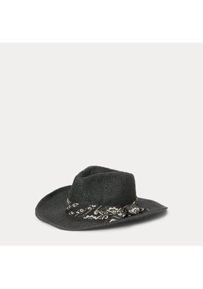 Scarf-Trim Straw Cowboy Hat