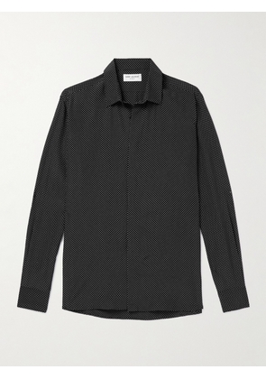 SAINT LAURENT - Polka-Dot Silk-Crepe Shirt - Men - Black - EU 38