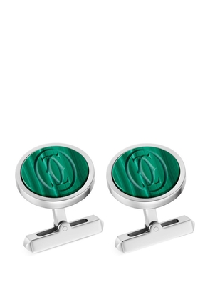 Cartier Sterling Silver And Malachite Double C Cufflinks