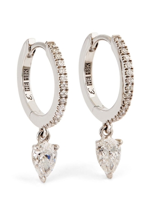 Engelbert White Gold And Diamond Drop Links Huggie Earrings