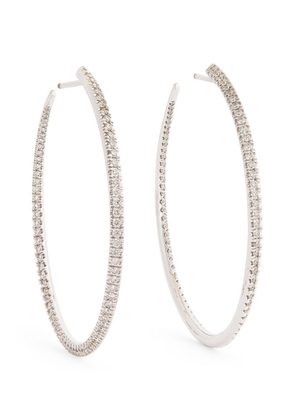 Engelbert White Gold And Diamond Twisted Creoles Earrings