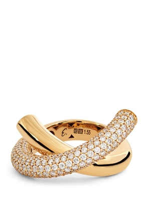 Engelbert Yellow Gold And Diamond Loop Ring