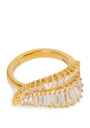 Anita Ko Yellow Gold And Diamond Sideways Palm Leaf Ring (Size 6)