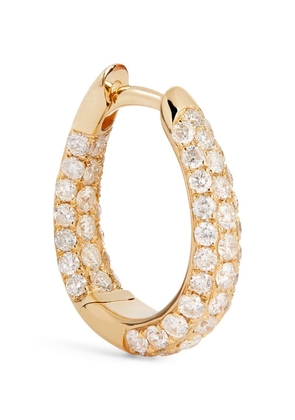 Jacquie Aiche Yellow Gold And Diamond Three Row Single Hoop Earring