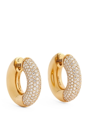 Engelbert Yellow Gold And Diamond Absolute Creoles Earrings