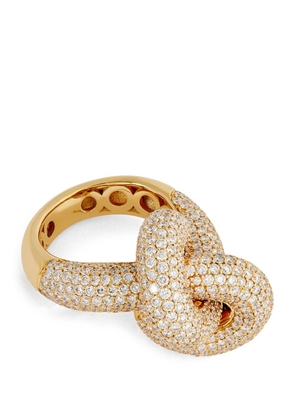 Engelbert Yellow Gold And Diamond Fat Knot Ring