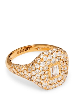 Shay Yellow Gold And Diamond Pavé New Modern Pinky Ring