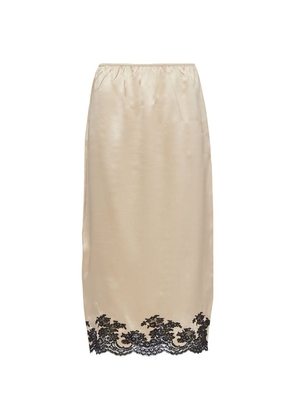 Prada Lace-Trim Silk Midi Skirt
