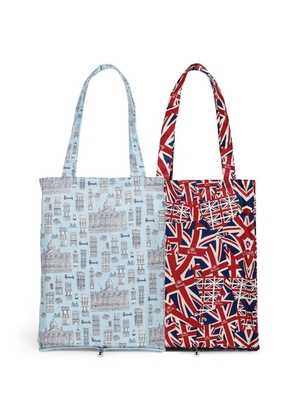 Harrods Recycled Union Jack & London Town Pocket Shopper Bag (Set Of 2)