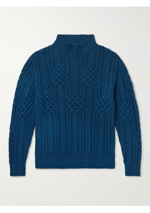 Loro Piana - Ribbed Cable-Knit Cashmere Rollneck Sweater - Men - Blue - IT 46