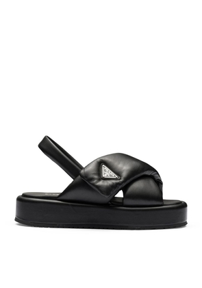 Prada Padded Leather Slingback Sandals 35