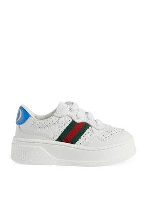 Gucci Kids Leather Web Stripe Sneakers