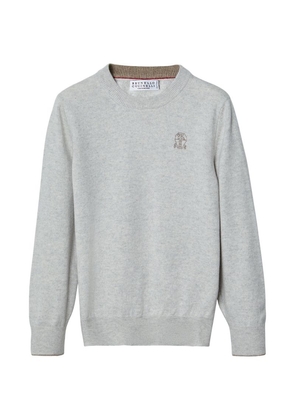 Brunello Cucinelli Kids Cashmere Embroidered-Logo Sweater (12 Years)