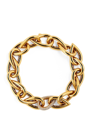 Engelbert Yellow Gold And Diamond Drop Links Bracelet