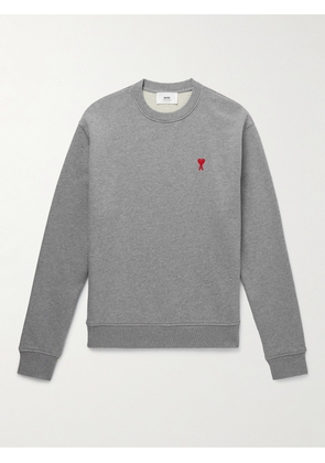AMI PARIS - Logo-Embroidered Cotton-Jersey Sweatshirt - Men - Gray - XS