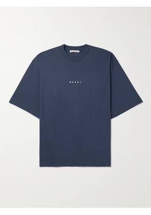 Marni - Logo-Print Cotton-Jersey T-Shirt - Men - Blue - IT 44