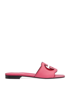 Gucci Leather Interlocking G Cut-Out Slides