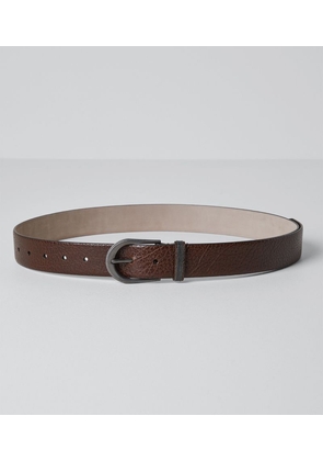 Brunello Cucinelli Leather Hammered-Effect Belt