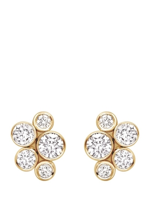 Boodles Yellow Gold And Diamond Raindance Cluster Stud Earrings