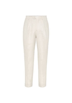 Brunello Cucinelli Linen-Blend Pleated Trousers