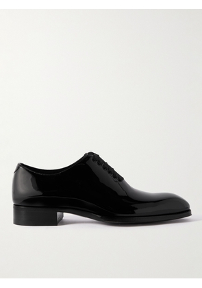 TOM FORD - Elkan Whole-Cut Patent-Leather Oxford Shoes - Men - Black - UK 7
