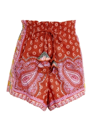 Boteh Linen-Cotton Kaleido Shorts