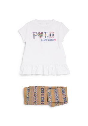 Ralph Lauren Kids Polo Logo Top And Leggings Set (3-24 Months)