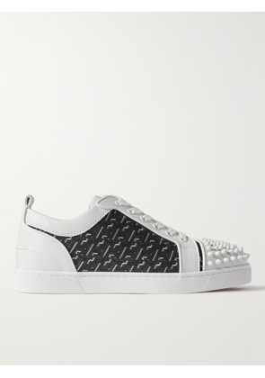 Christian Louboutin - Louis Junior Spikes Rubber-Trimmed Mesh and Suede Sneakers - Men - White - EU 40