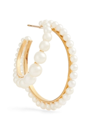 Sophie Bille Brahe Yellow Gold And Pearl Boucle Perle Single Right Hoop Earring