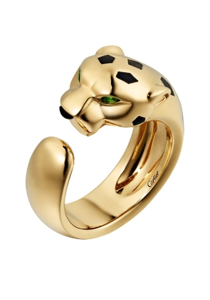 Cartier Yellow Gold, Tsavorite And Onyx Panthère De Cartier Ring