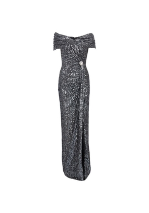 Balmain Sequinned Off-The-Shoulder Gown