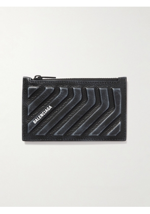 Balenciaga - Logo-Print Embossed Full-Grain Leather Cardholder - Men - Black
