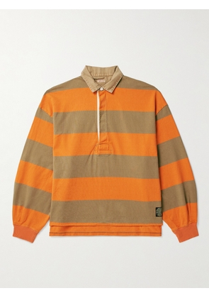 KAPITAL - Striped Cotton-Jersey Polo Shirt - Men - Orange - 3