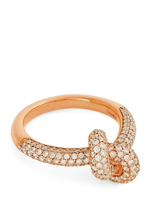 Engelbert Rose Gold And Diamond Absolutely Tight Knot Ring (Size 55)