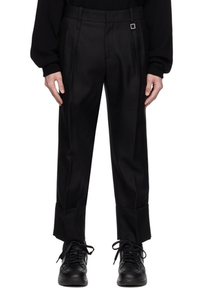 WOOYOUNGMI Black Turn-Up Trousers