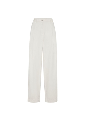 Brunello Cucinelli Cotton-Linen Tailored Trousers