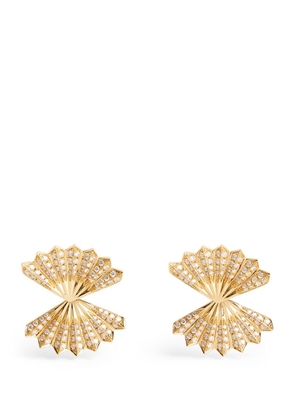 Anita Ko Yellow Gold And Diamond Double Fan Earrings