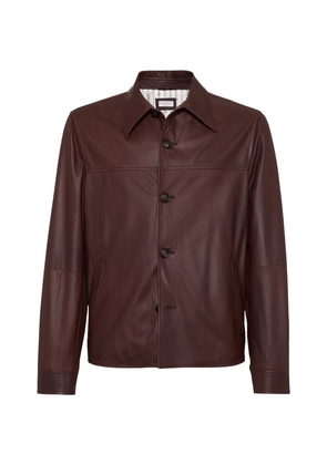 Brunello Cucinelli Leather Overshirt Jacket