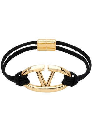 Valentino Garavani Black & Gold VLogo Signature Bracelet