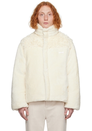 young n sang Off-White Shell Faux-Fur Down Jacket