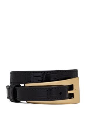 Saint Laurent Croc-Embossed Leather Buckled Bracelet